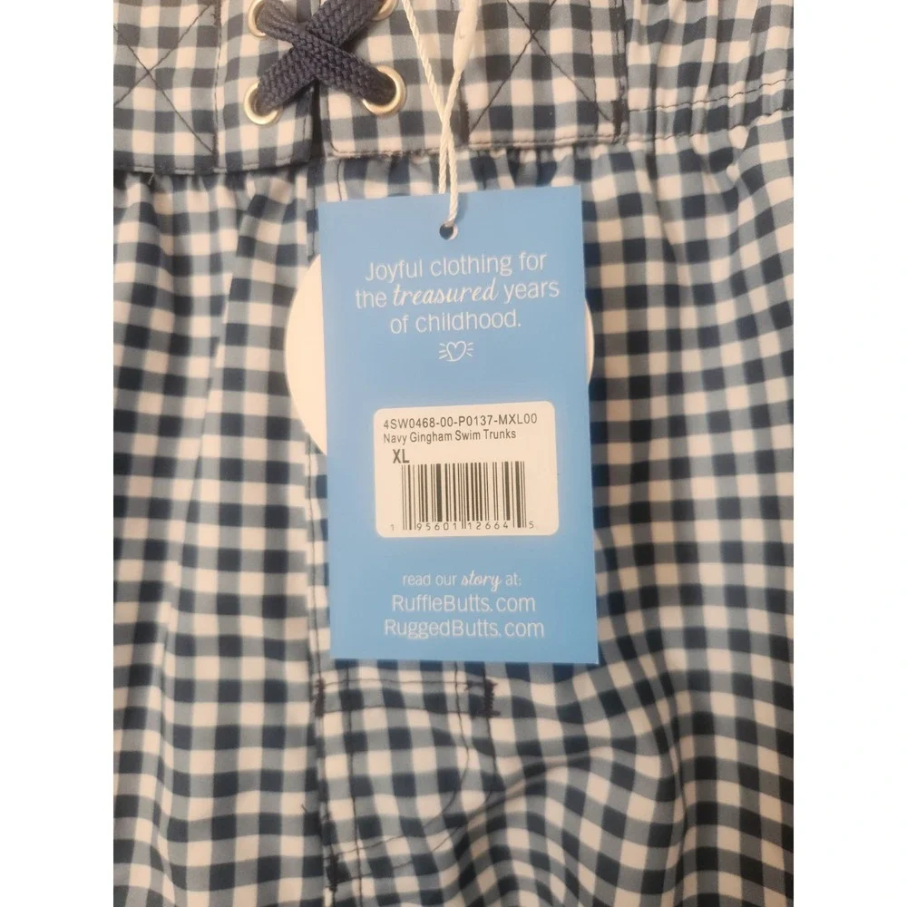 NWT Mens‎ Rugged Butts Blue Gingham Check Swim Trunks Size XL Preppy Summer